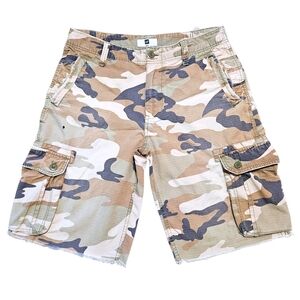 GAP Camo Cargo Shorts Mens 33 Adjustable Waist Y2K Baggy Hits Below Knee